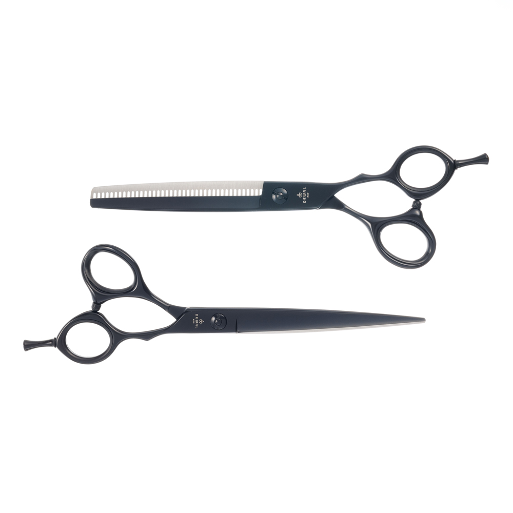 Набор из двух парикмахерских ножниц чёрного цвета в чехле DEWAL набор из двух парикмахерских ножниц dewal