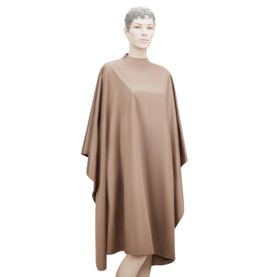 Пеньюар для стрижки"Матовый", полиэстер, коричневый 136х150 см, на крючках DEWAL AA42brown