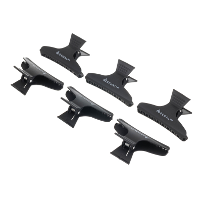 Зажим для волос черный, карбон, 8,2 см 6 шт/уп DEWAL CL-86959