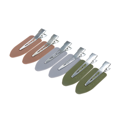 Зажим для волос "Лепесток", пластик, 6 см 6 шт/уп  DEWAL CL23brown/green/grey
