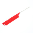 Расческа для мелирования DEWAL с металлическим  хвостиком, красная 26 см