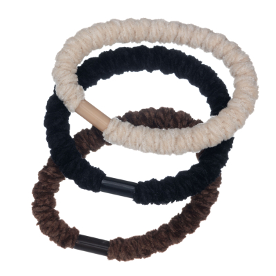 Резинки для волос, бежевый/коричневый/черный 3шт/уп DEWAL RE044