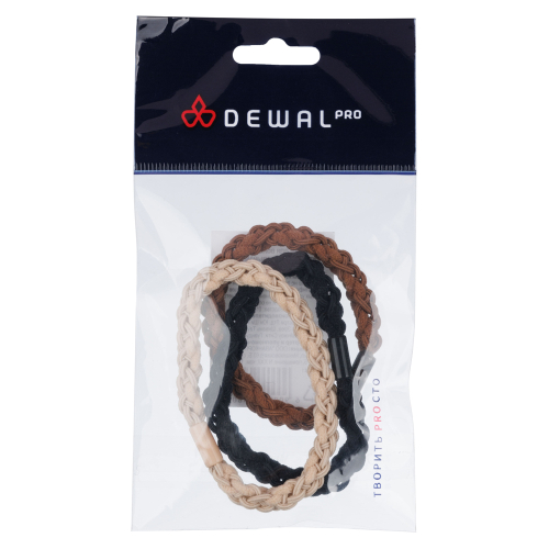 Резинки для волос, бежевый/коричневый/черный 3 шт/уп DEWAL RE046
