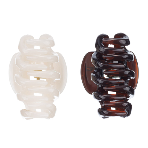 Мини заколка-краб 2 шт/ уп., цвет шоколадный/молочный DEWAL BEAUTY 3001BD