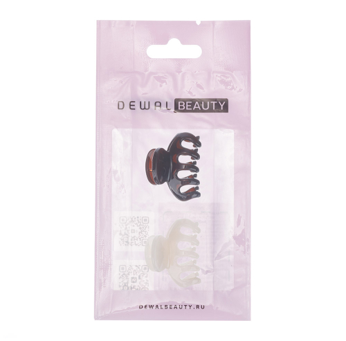 Мини заколка-краб 2 шт/ уп., цвет шоколадный/молочный DEWAL BEAUTY 3001BD